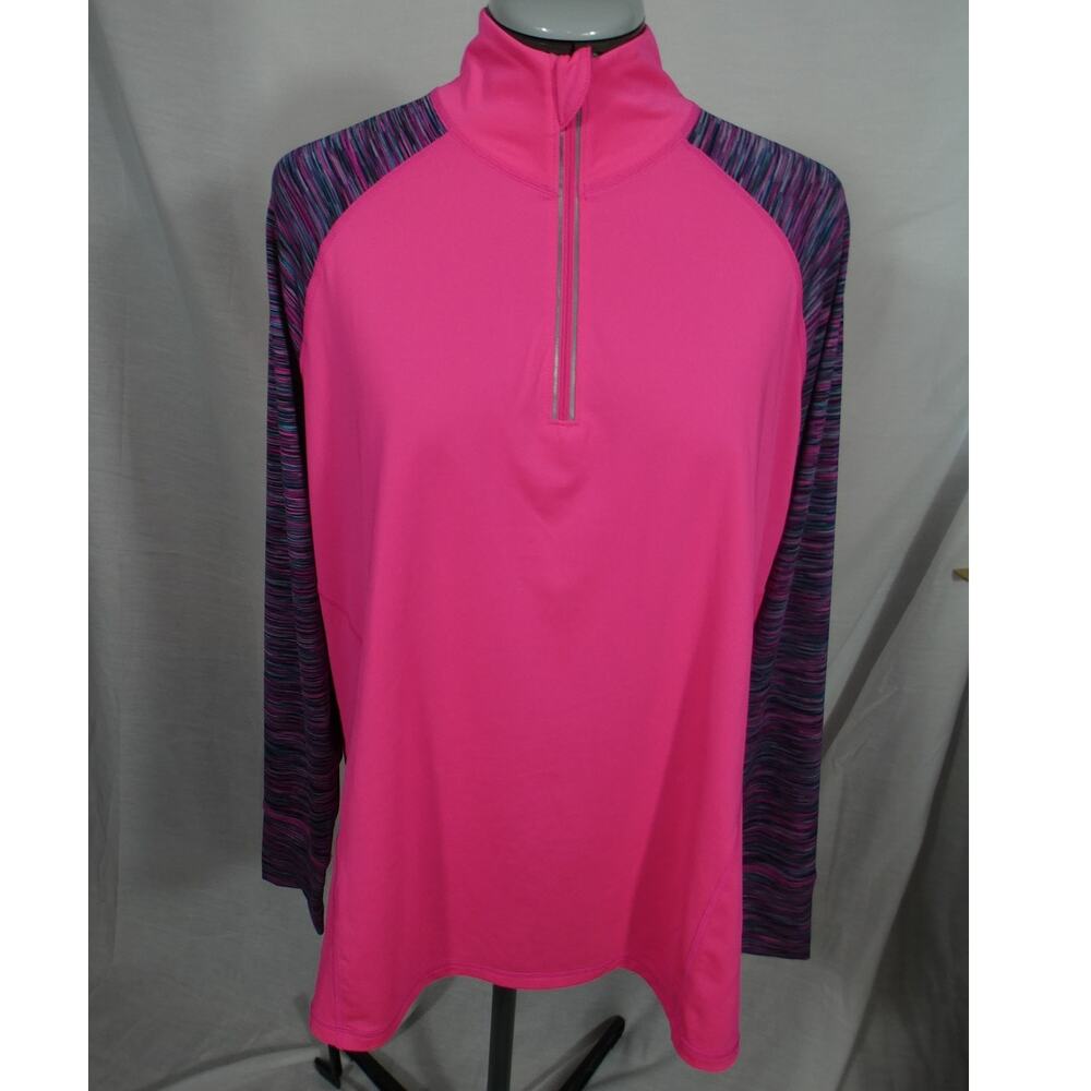 Ideology Women's 1X Athletic Top 1/4 Zip Long Sleeves Lightweight Colorful